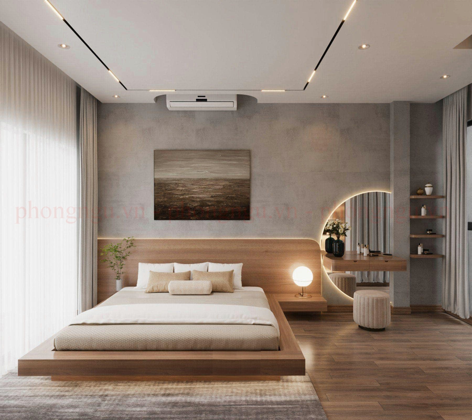 Giường gỗ đẹp với thiết kế tinh tế trong phòng ngủ