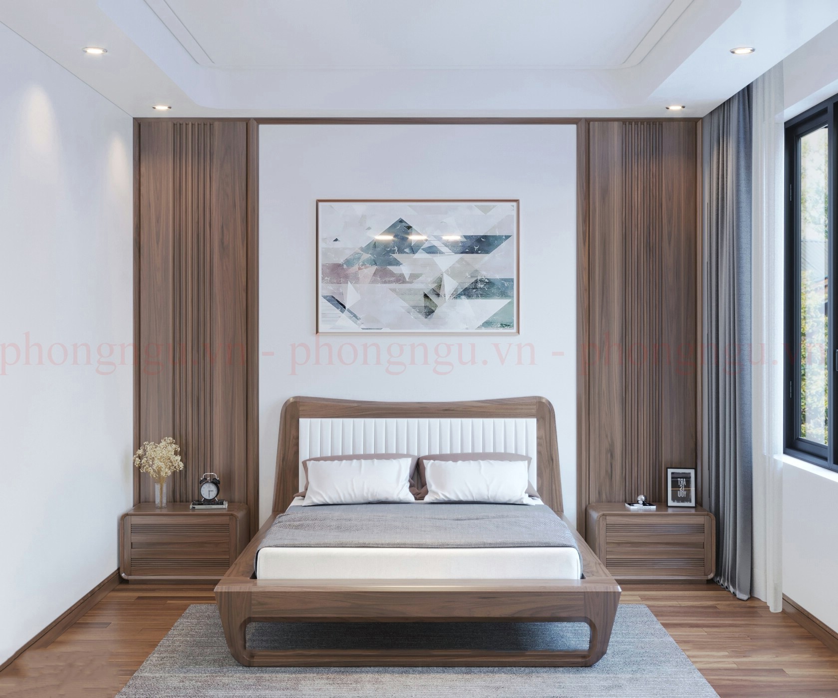 Giường ngủ gỗ óc chó cao cấp