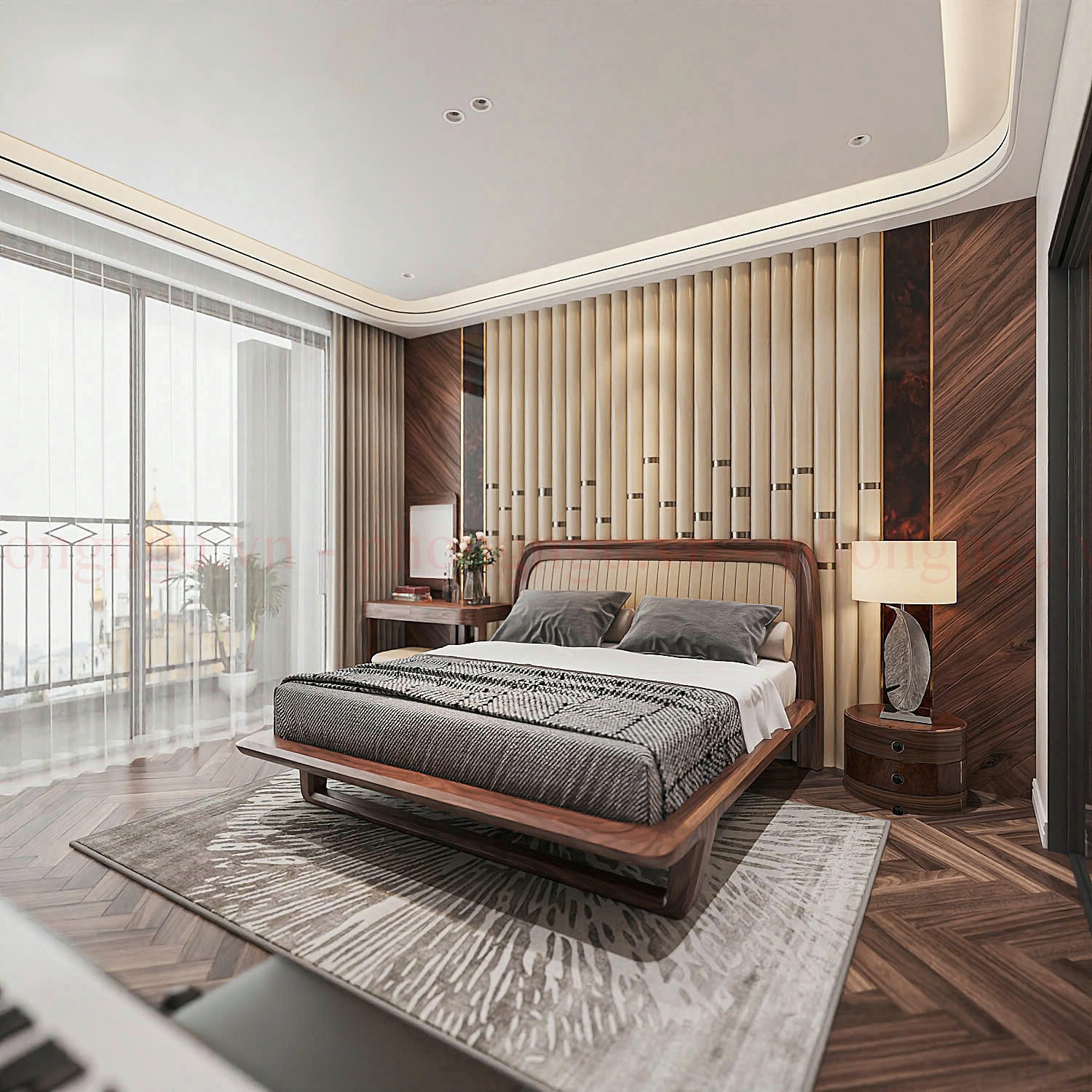 Giường ngủ hiện đại được thiết kế phù hợp với không gian phòng ngủ