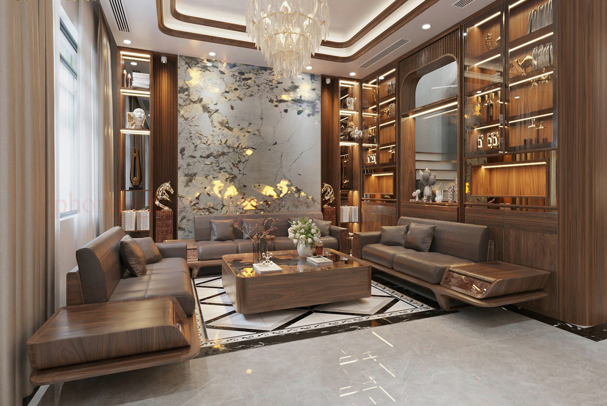 Sofa gỗ hiện đại đơn giản với kiểu dáng tối giản và đệm tựa phù hợp