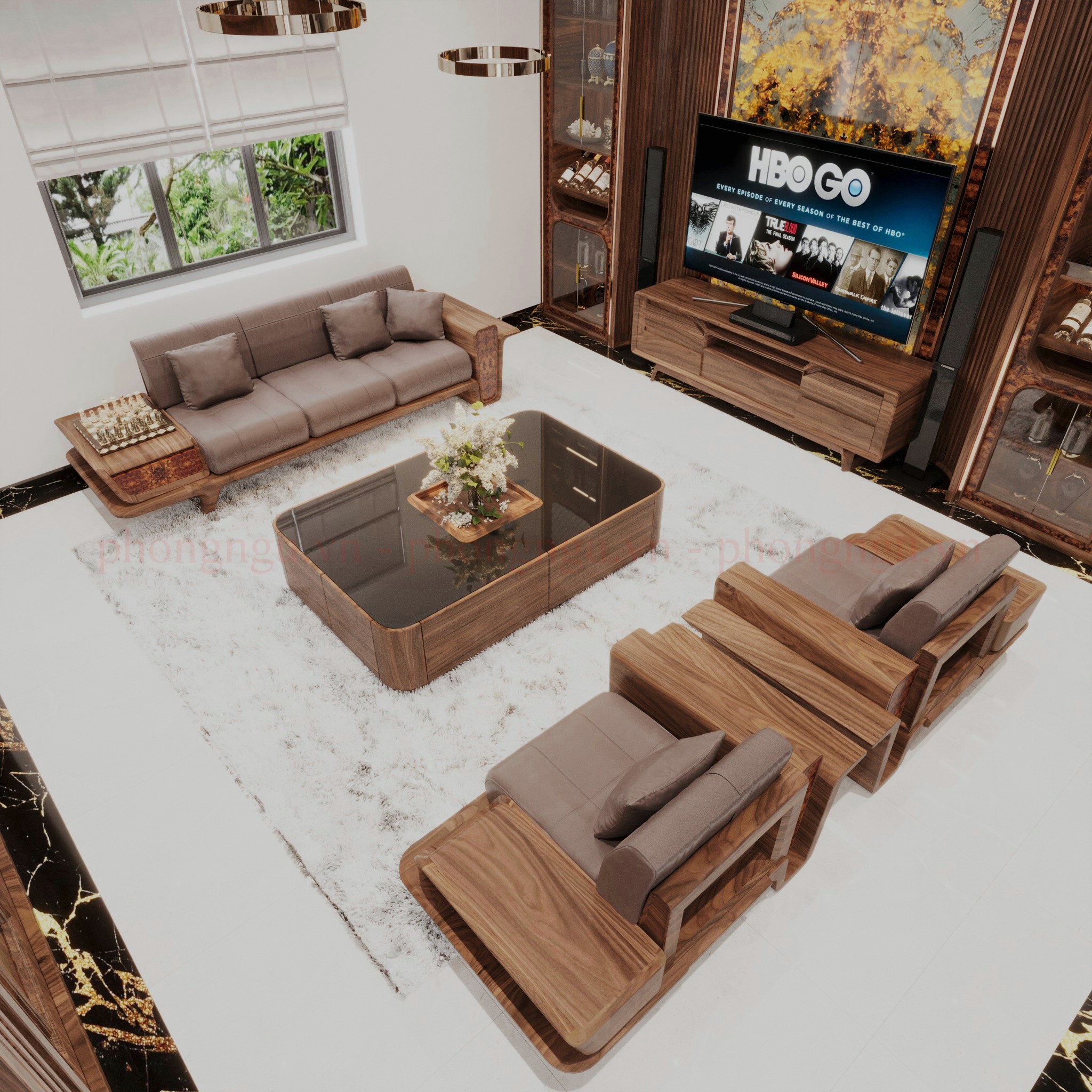 Mẫu sofa gỗ theo phong cách hiện đại, thiết kế tinh tế