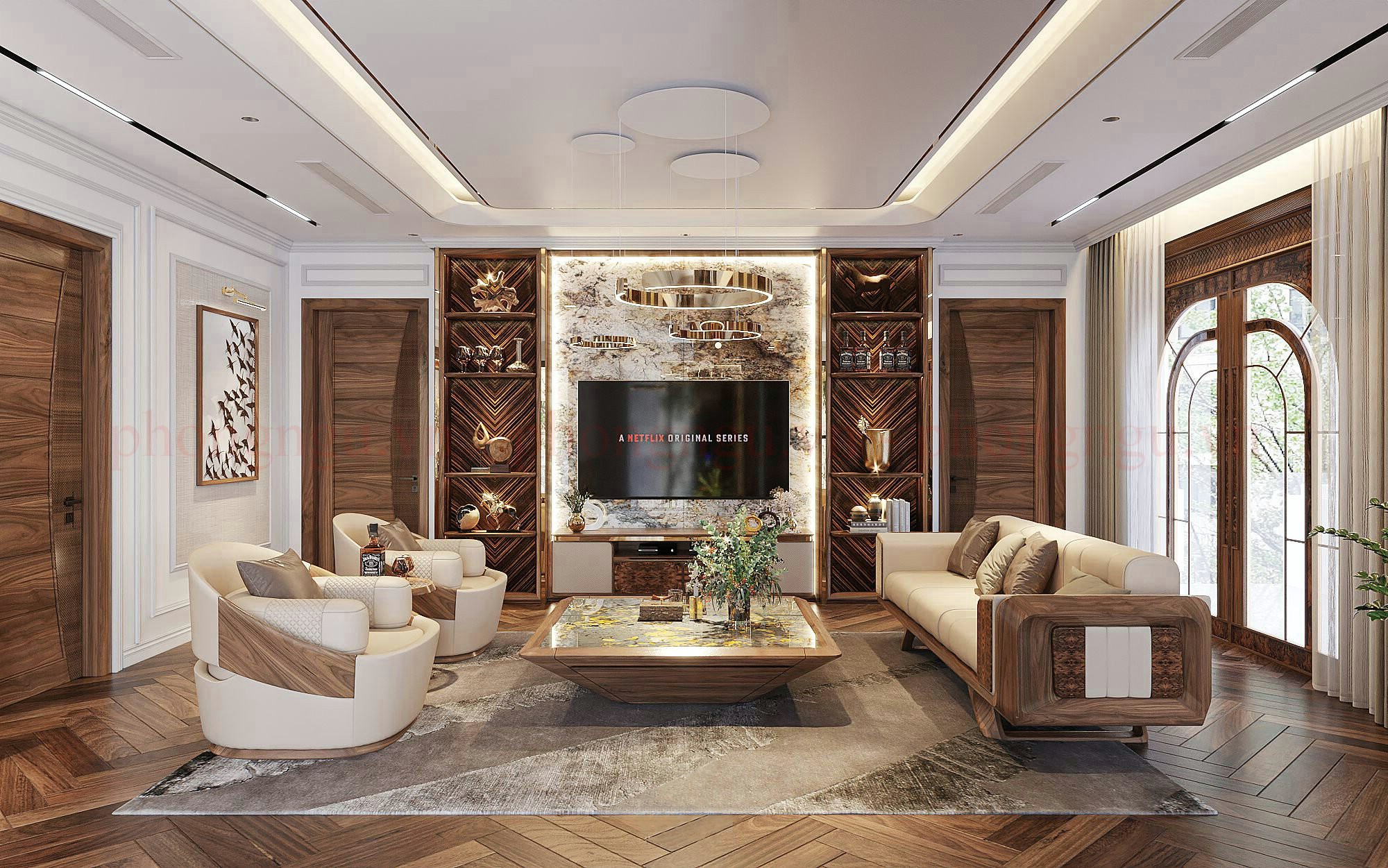 Mẫu sofa gỗ phòng khách hiện đại, thiết kế sang trọng